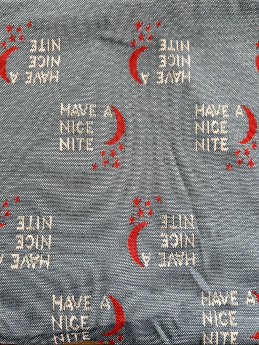 Vintage 60s 70s Knit Polyester Fabric Have A Nice Nite Moon Stars Blue 56”x56”